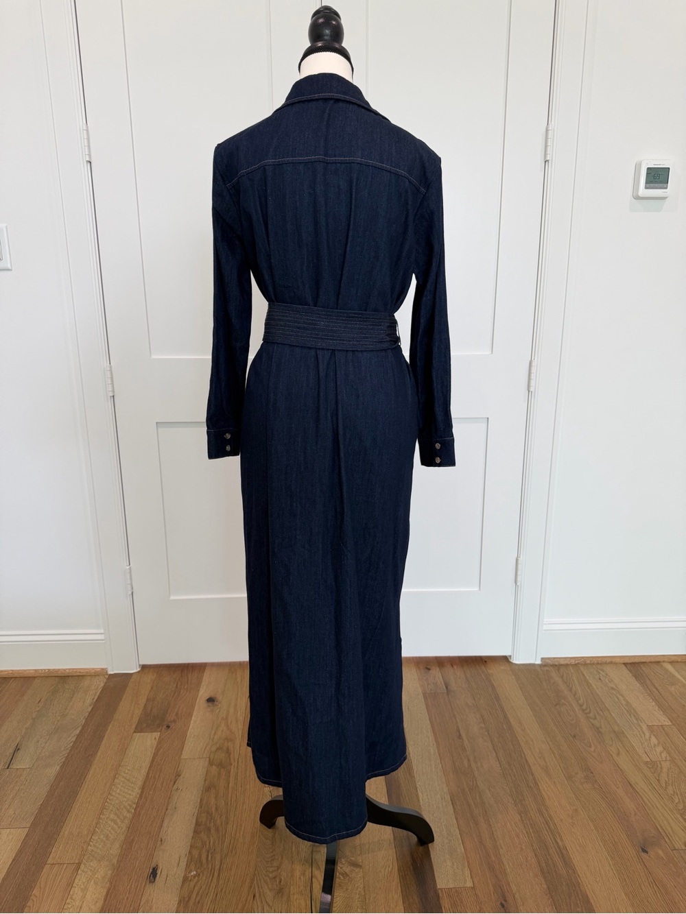 👖 Tuckernuck Dark Denim Maxi Dress - Medium 👖 Button Front & Tie Waist - Picture 11 of 16